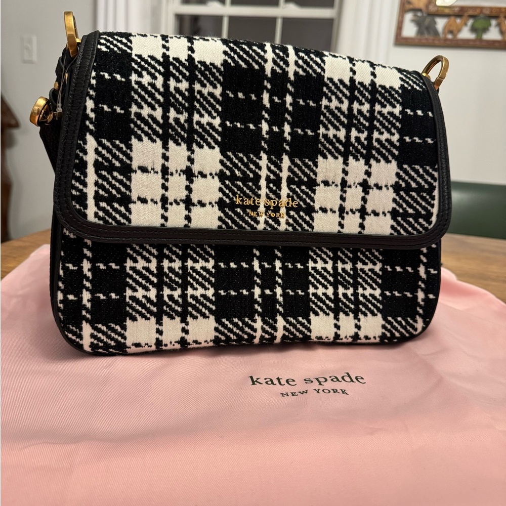 Kate Spade houndstooth 11” Black and White Plaid Women's Bag
